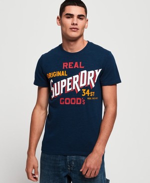 Superdry 34st Goods Férfi Pólók Szürke/Kék | ZTGXA4350